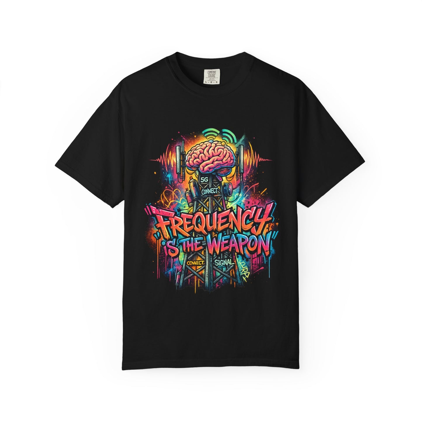 Graphic T-Shirt — "Frequency Is the Weapon" Brainwave Street Art Tee | Originals