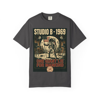 Studio B 1969 Astronaut Tee — "One Giant Lie for Mankind" Retro Space Poster T-Shirt | Originals
