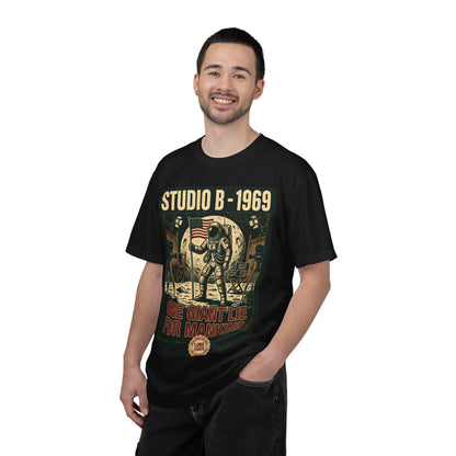 Studio B 1969 Astronaut Tee — "One Giant Lie for Mankind" Retro Space Poster T-Shirt | Originals