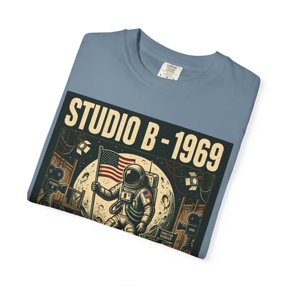 Studio B 1969 Astronaut Tee — "One Giant Lie for Mankind" Retro Space Poster T-Shirt | Originals