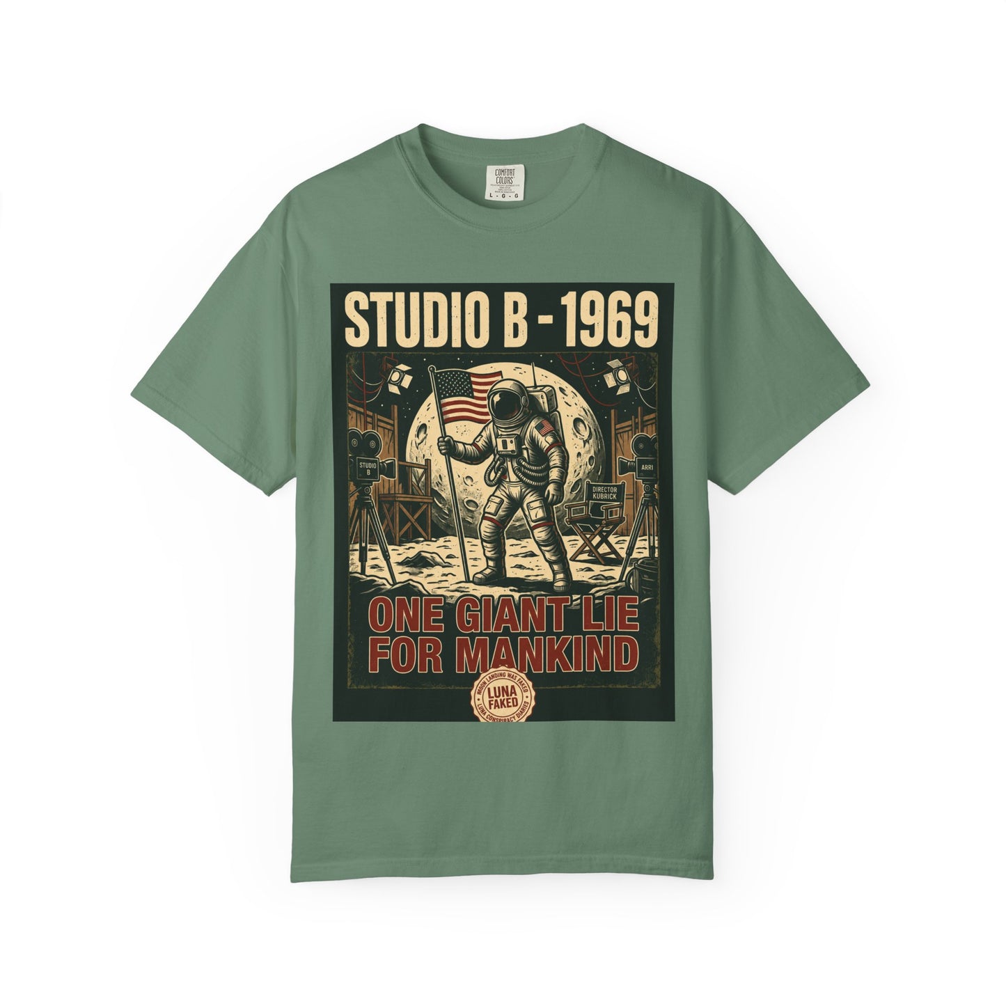 Studio B 1969 Astronaut Tee — "One Giant Lie for Mankind" Retro Space Poster T-Shirt | Originals