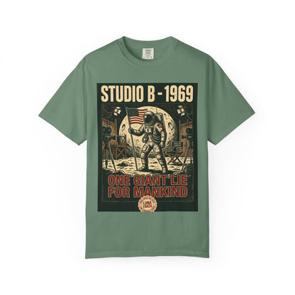 Studio B 1969 Astronaut Tee — "One Giant Lie for Mankind" Retro Space Poster T-Shirt | Originals