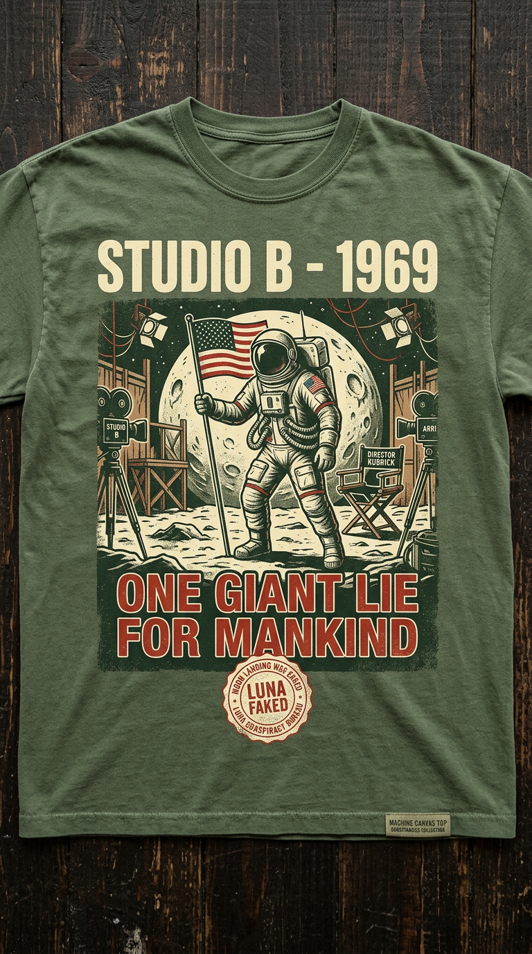 Studio B 1969 Astronaut Tee — "One Giant Lie for Mankind" Retro Space Poster T-Shirt | Originals