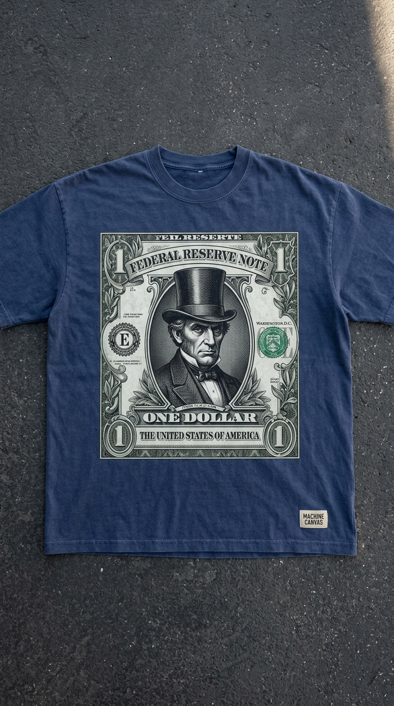 One Dollar Bill Graphic Tee (Abe Top Hat Design) TShirt | Originals