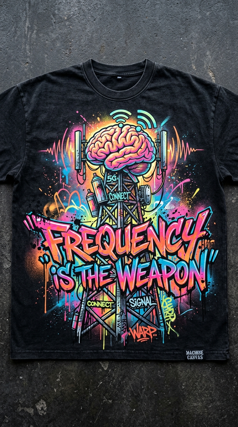 Graphic T-Shirt — "Frequency Is the Weapon" Brainwave Street Art Tee | Originals