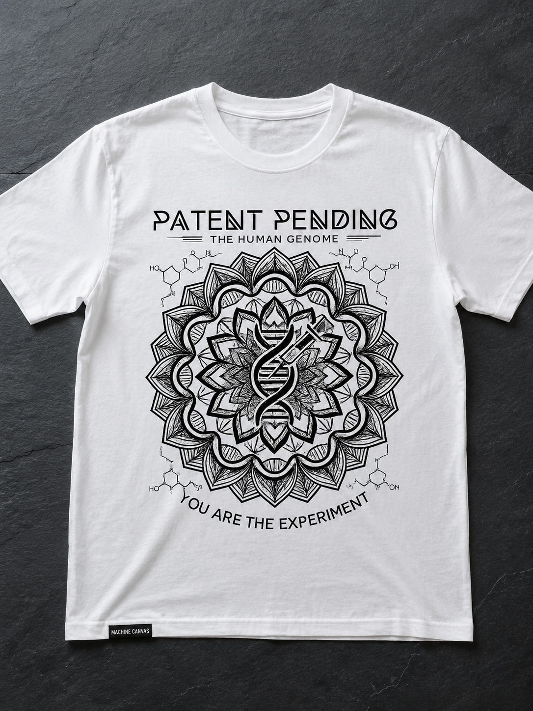 Patent Pending DNA Mandala T-Shirt — "You Are The Experiment" Science Graphic Tee | Originals
