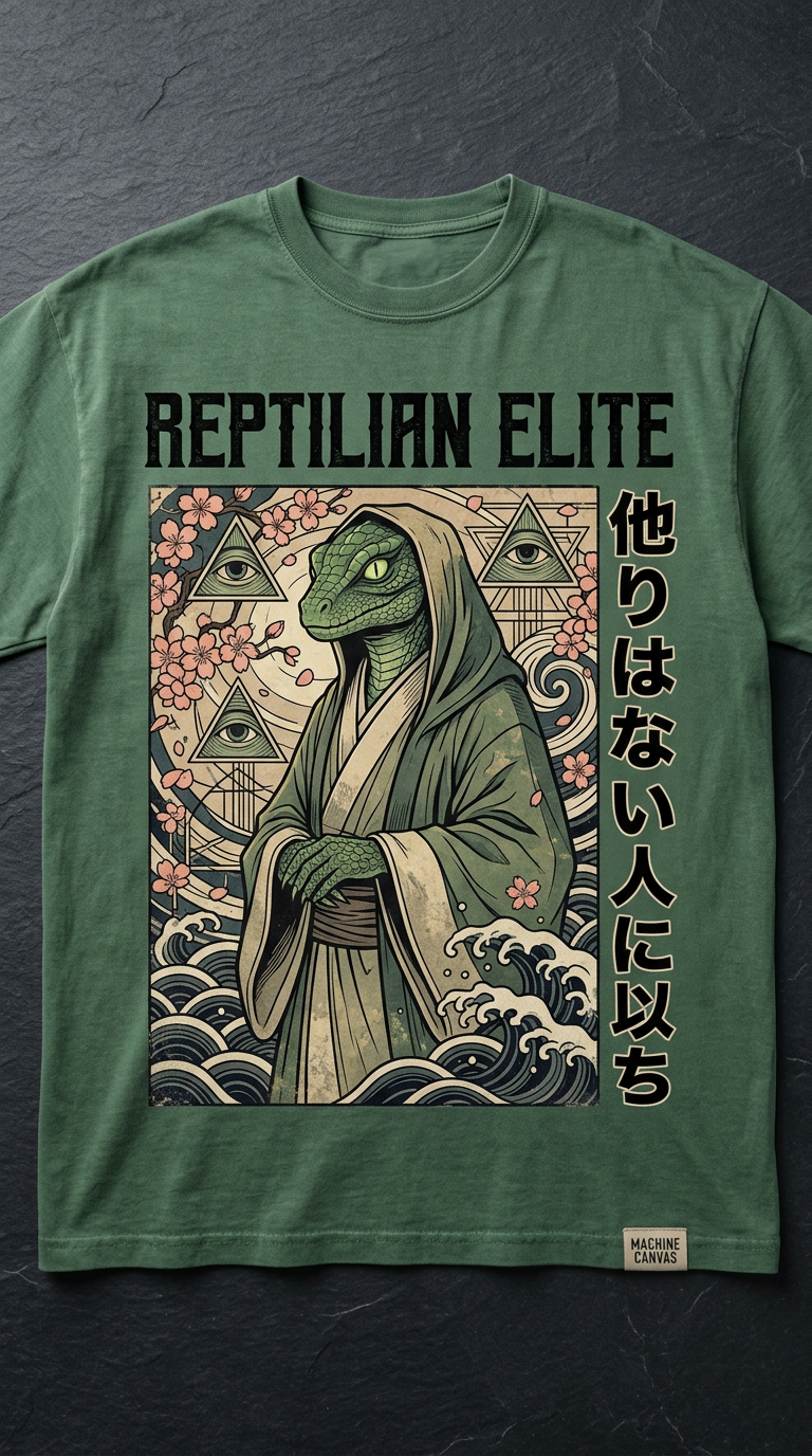 Reptilian Elite Graphic T-Shirt — Vintage Samurai Lizard Design | Originals