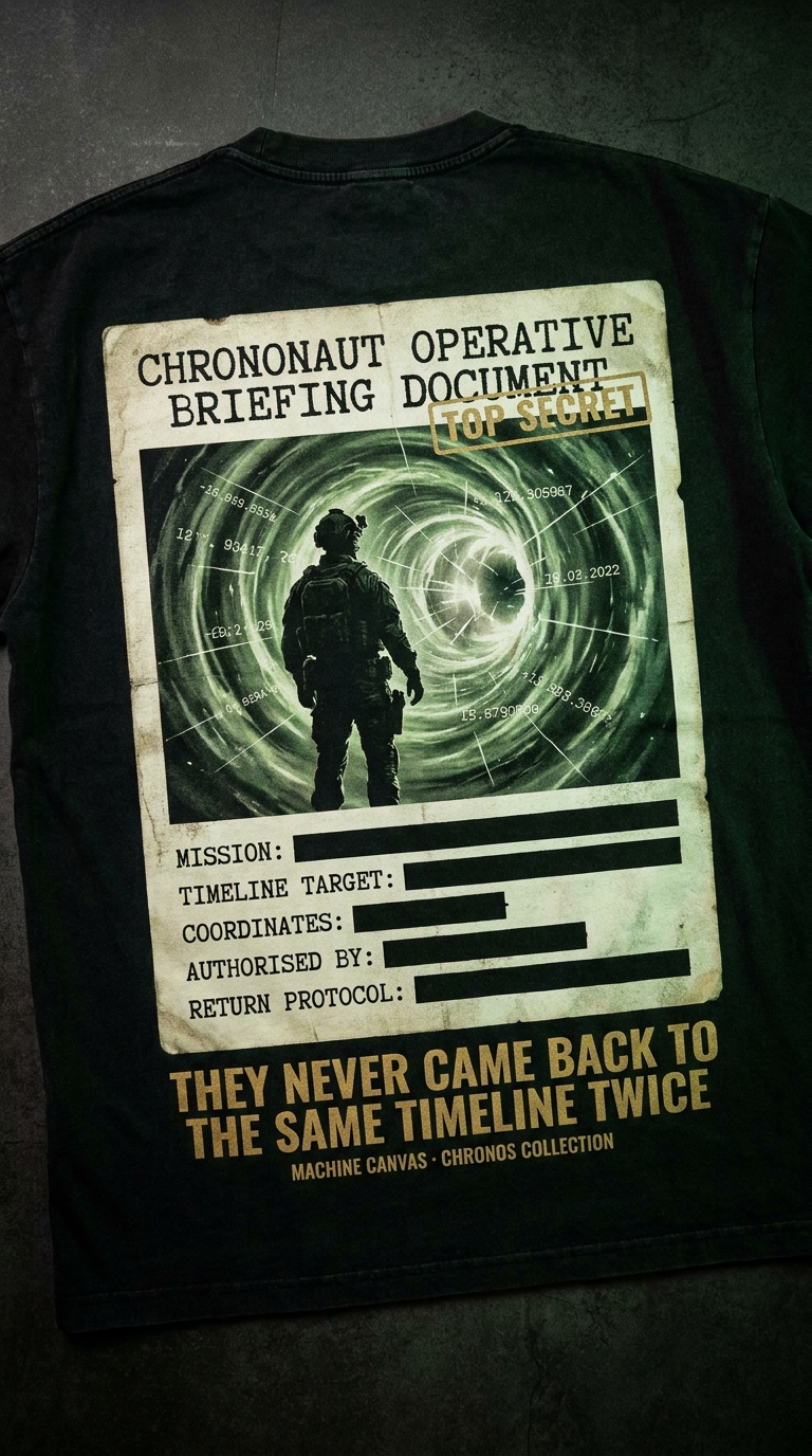 Chrononaut Operative T-Shirt — "They Never Came Back to the Same Timeline Twice" \ Originals