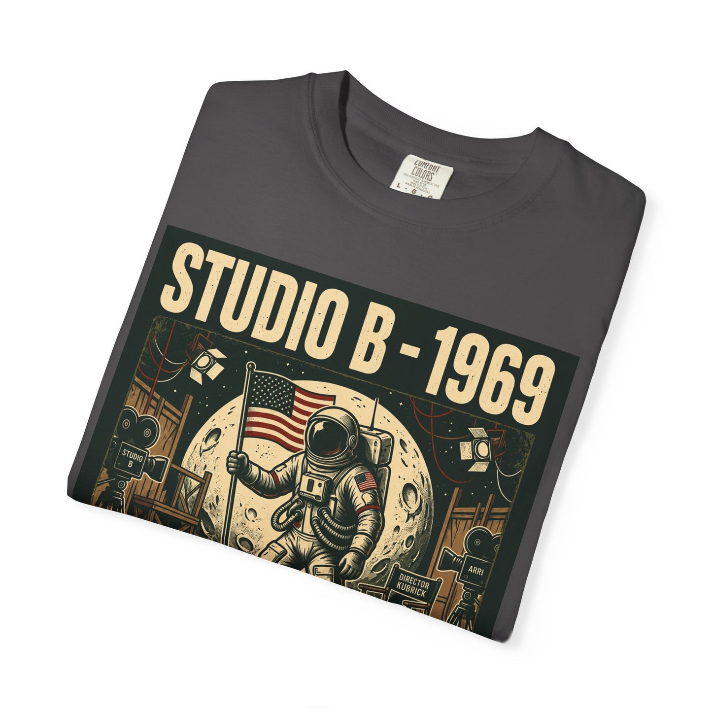 Studio B 1969 Astronaut Tee — "One Giant Lie for Mankind" Retro Space Poster T-Shirt | Originals
