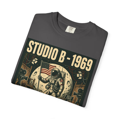 Studio B 1969 Astronaut Tee — "One Giant Lie for Mankind" Retro Space Poster T-Shirt | Originals