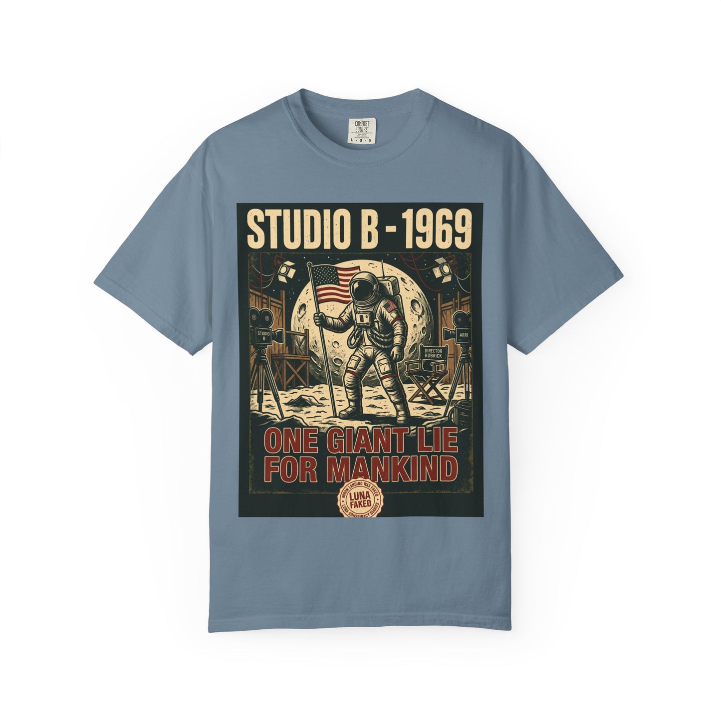 Studio B 1969 Astronaut Tee — "One Giant Lie for Mankind" Retro Space Poster T-Shirt | Originals
