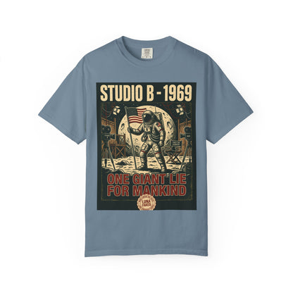 Studio B 1969 Astronaut Tee — "One Giant Lie for Mankind" Retro Space Poster T-Shirt | Originals