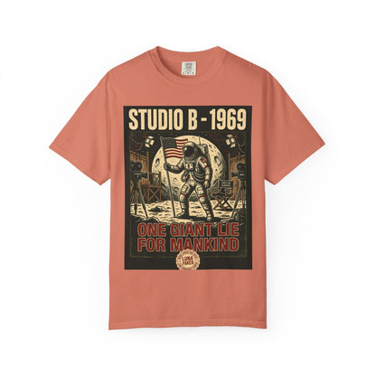 Studio B 1969 Astronaut Tee — "One Giant Lie for Mankind" Retro Space Poster T-Shirt | Originals