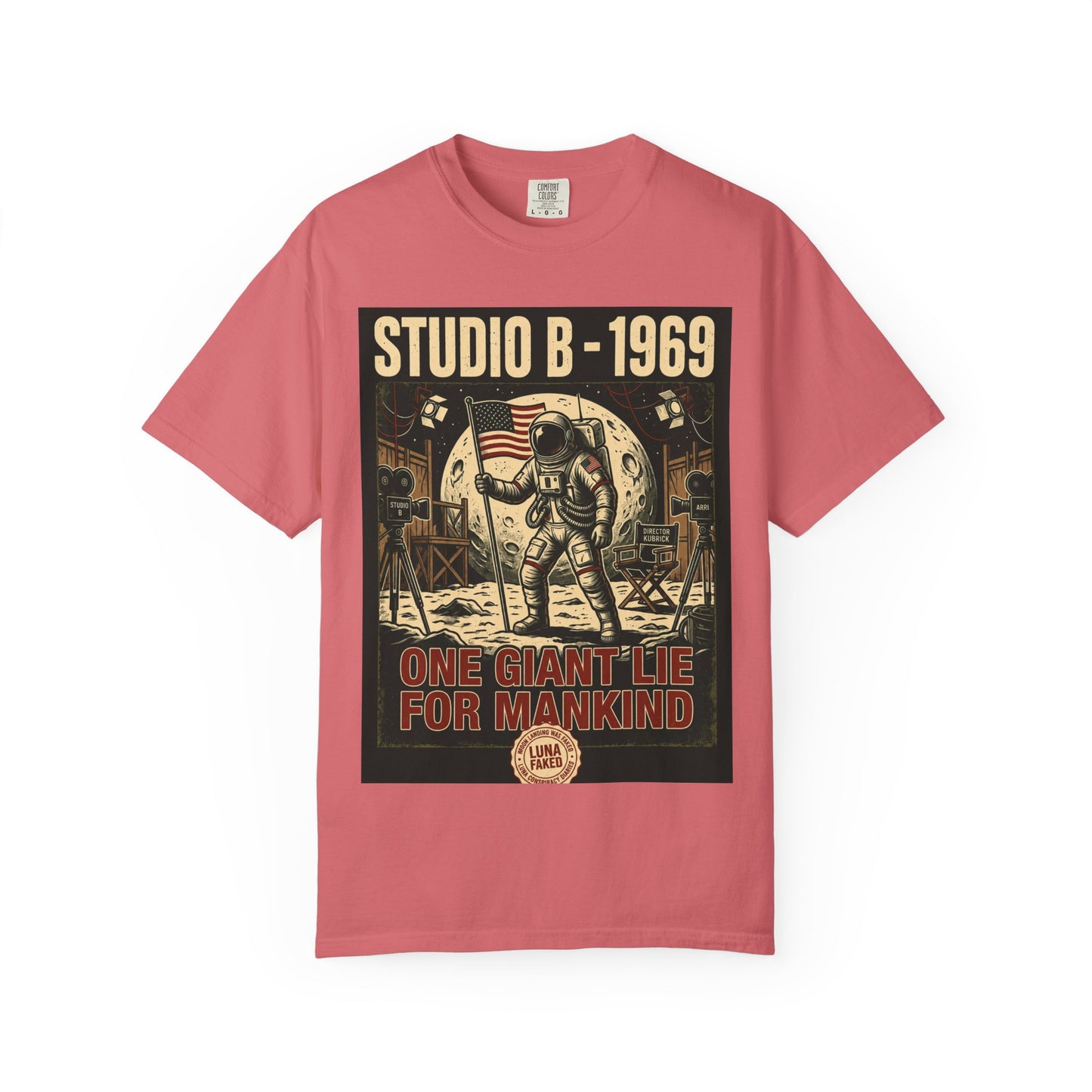 Studio B 1969 Astronaut Tee — "One Giant Lie for Mankind" Retro Space Poster T-Shirt | Originals